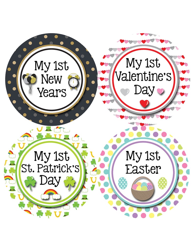 Months In Motion My First Holiday Baby Stickers Milestone Christmas, Birthday, Halloween, Easter, Thanksgiving Baby Sticker (Holiday 2) - Image 2